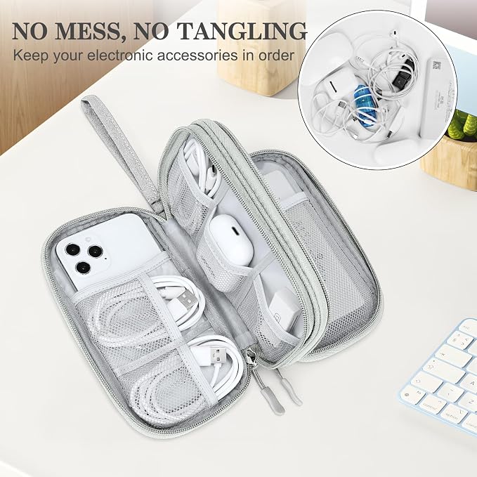 FYY Electronic Organizer, Travel Tech Pouch Bag, Cable Organizer Grey | Wrist - Image 5