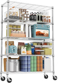 5 Tiers Shelf 1750 lbs Steel Storage Shelving Utility Shelving Unit Steel Organizer Wire Rack for Home,Kitchen,Office,Garage Chrome 17.7" D x 47.2" W x 76.8" H