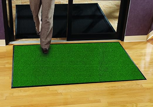 Guardian Platinum Series Indoor Wiper Floor Mat, Rubber with Nylon Carpet, 6'x14', Green