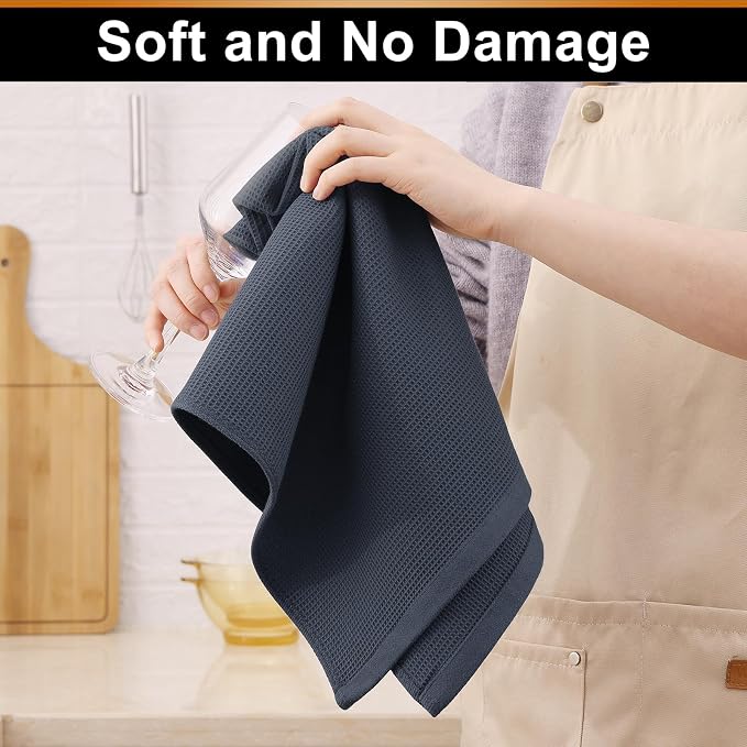Homaxy 100% Cotton Waffle Weave Kitchen Towels, 8 Pack, Dark Grey - Image 4