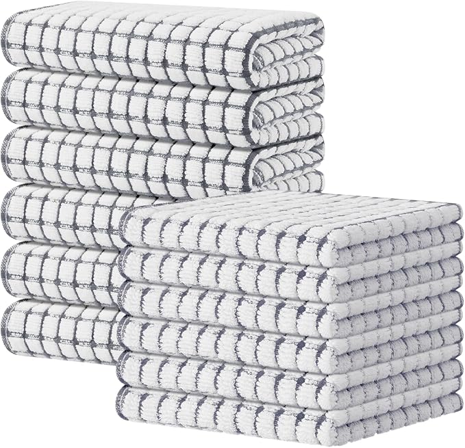 Kitinjoy Cotton 12 Pack Kitchen Towels and Dishcloths Sets by Kitinjoy