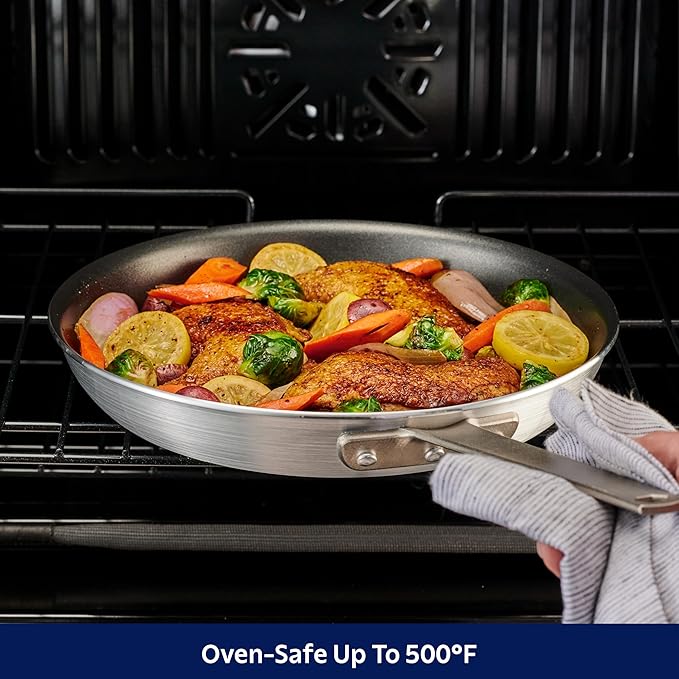 Tramontina Professional 12-Inch Non Stick Large Frying Pan, Heavy-Gauge Aluminum Skillet with Reinforced Nonstick Coating, Gray Handle, Dishwasher and Oven Safe