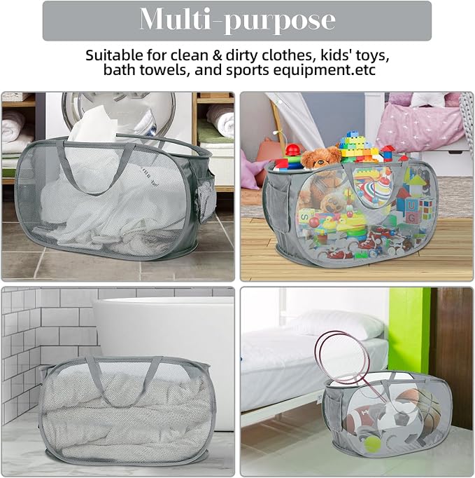 2 Pack Durable Collapsible Laundry Baskets - Image 7