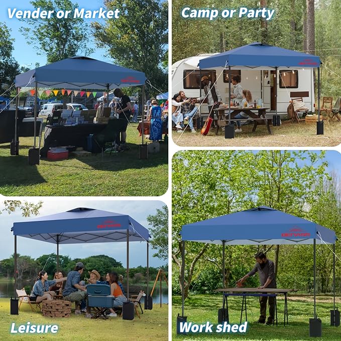 8x8 Pop Up Canopy, Easy Up Canopy Tent, Heavy Duty Tents for Parties, One Person Set Up Event Tent, Light Blue