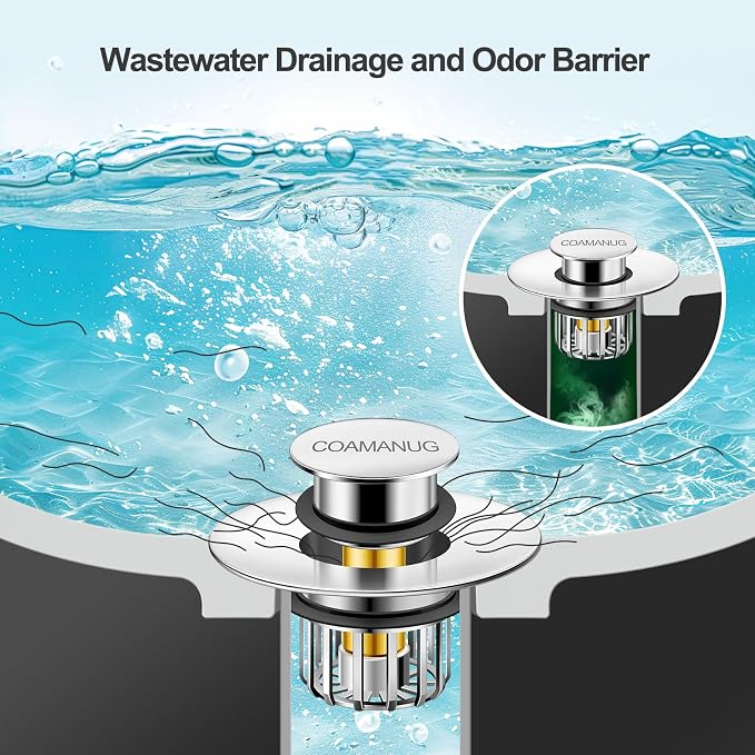 coamanug Bathtub Stopper | Shower Drain Hair Catcher, Pop-up Tub Stopper - Image 3