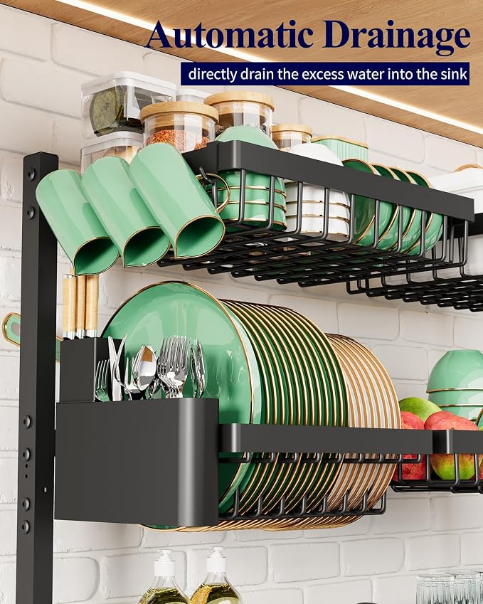 Kitsure Adjustable Over The Sink Dish Drying Rack, 31.5" -39.4" x 30.3" | Sink - Image 6