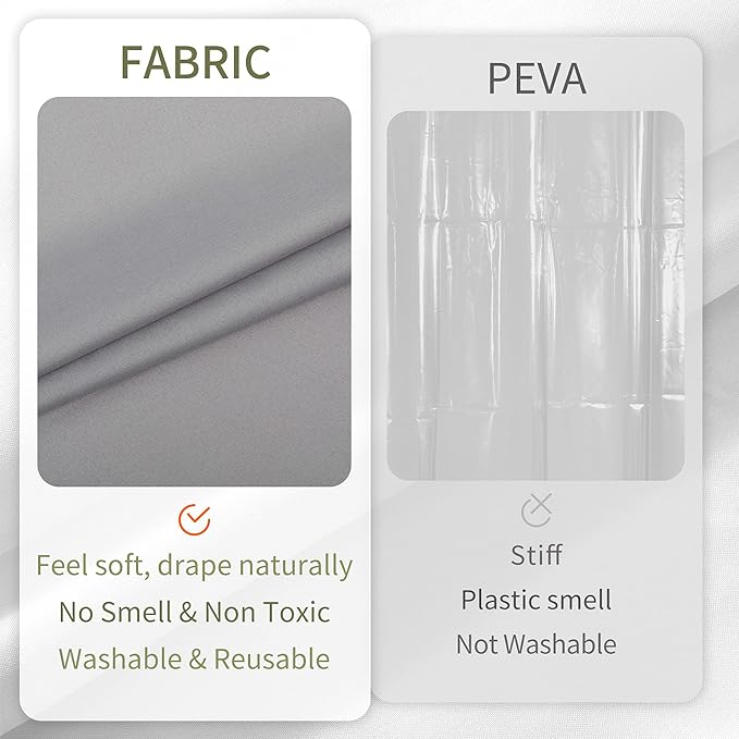 ALYVIA SPRING 72x96 Extra Long Waterproof Fabric Shower Curtain Liner Grey - Image 4