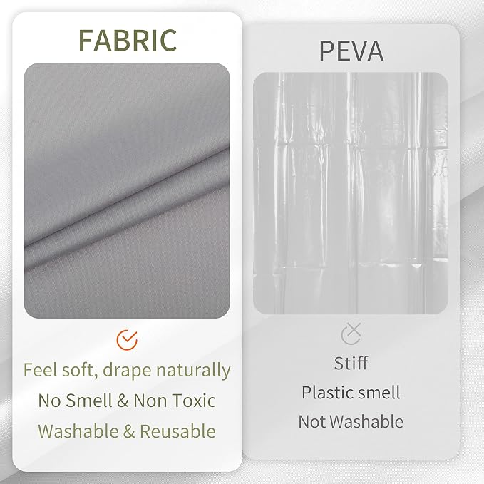 ALYVIA SPRING Extra Long Waterproof Fabric Shower Curtain Liner Grey - Image 4