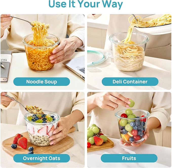 Vtopmart 5 Pack 3 Cup Glass Soup Container Set - Image 5