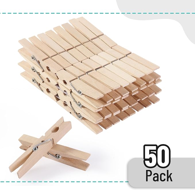 Mr. Pen- Large Wooden Clothes Pins, 2.9 Inch, 50 Pack | Natural Wood Clips - Image 2
