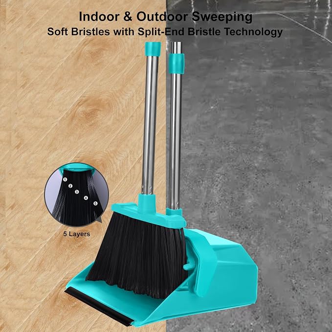 Broom and Dustpan Set for Home, ZeroGap Lip, Upright Storage Broom Combo for - Image 5