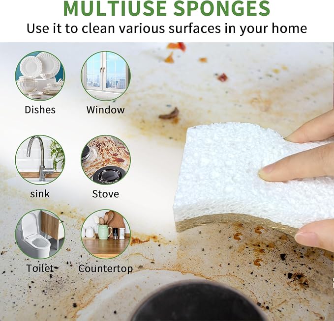 16 Pack Biodegradable Natural Dishsponge Kitchen Sponges | Compostable - Image 6