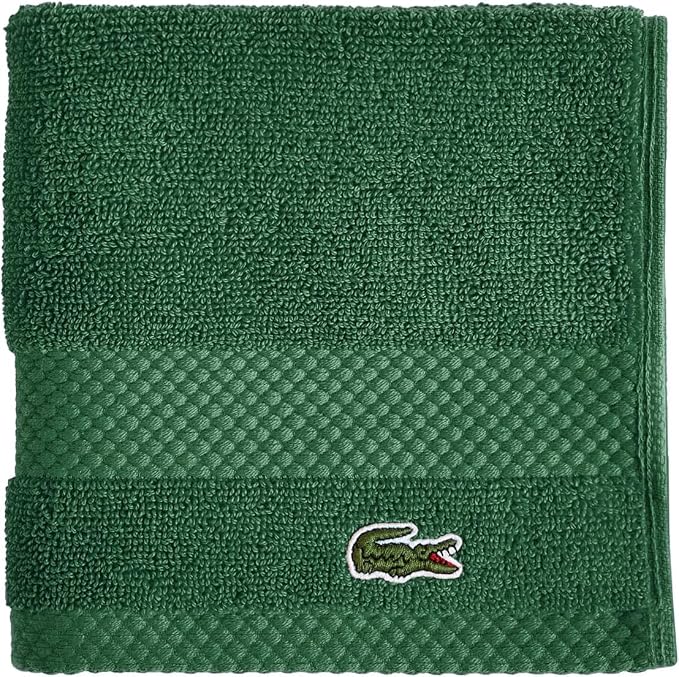Lacoste Heritage 100% Supima Cotton Wash Cloth, Croc Green, Highly Absorbent & by Unknown
