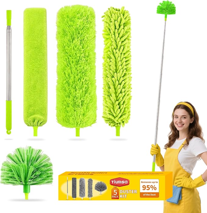 Tiumso Duster with Extension Pole 100 inch Extendable Reusable Dusters by Tiumso