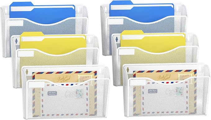 samstar 6 Pack Mesh Wall Mounted File Holder Metal Wall File Pocket Mail by Samstar
