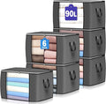 90L Large Storage Bags, 6 Pack Clothes Storage Bins Closet Organizers | by BuddingJoy-BuildaJoyfulLifeforYou