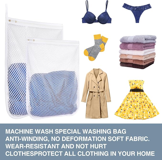 Honeycomb Mesh Laundry Bags 4 Pack, Durable Washing Bags - Image 6