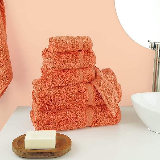 Chakir Turkish Linens 100% Cotton 6-Piece Towel Set, Coral | Premium Turkish - Image 2