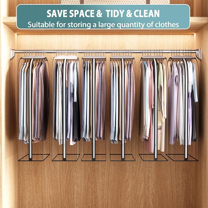 Liuoud Clear Garment Bags for Hanging Clothes 10” Gusseted, 6 Pack, 40” | Suit - Image 6