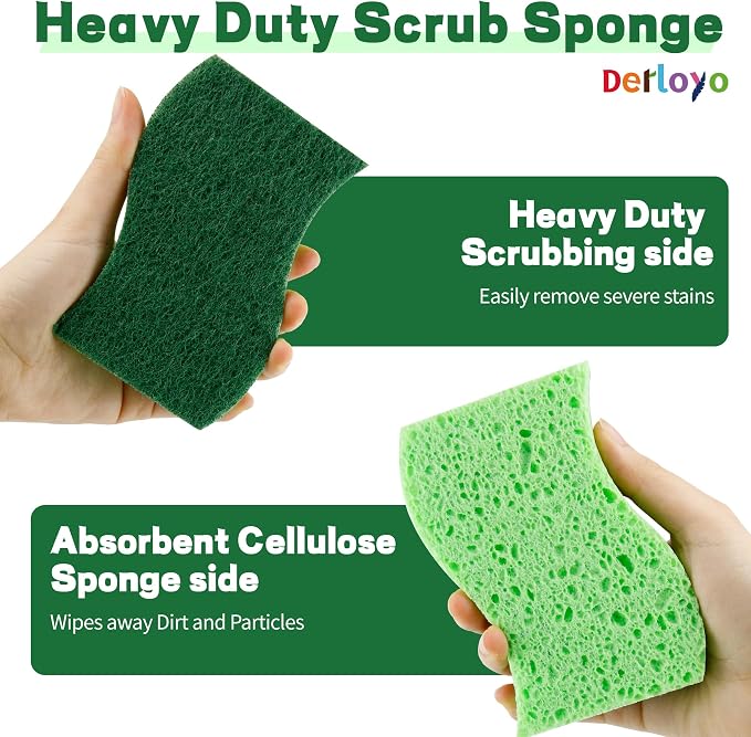 12 Count Heavy Duty Scrub Dish Sponges, Long Lasting, Dual Sided, - Image 2