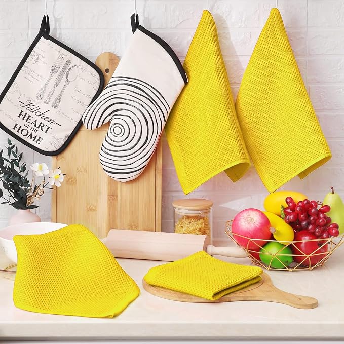 Homaxy 100% Cotton Waffle Weave Kitchen Dish Cloths 6-Pack, Ultra Soft - Image 6