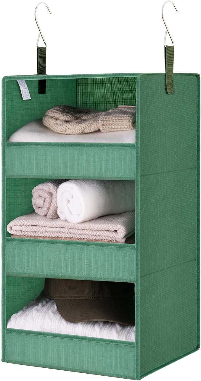 GRANNY SAYS 3-Shelf Hanging Closet Organizer, Foldable Storage, Dark Green | 33 by GRANNYSAYS