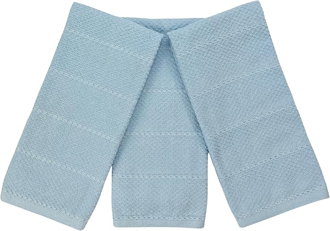 Light Baby Blue Kitchen Hand Dish Towels, 100% Cotton - Image 6