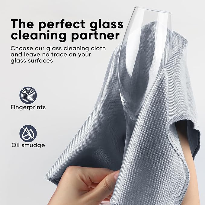 HOMEXCEL Glass Cleaning Cloths 12PK, Streak Free Towel - Image 3