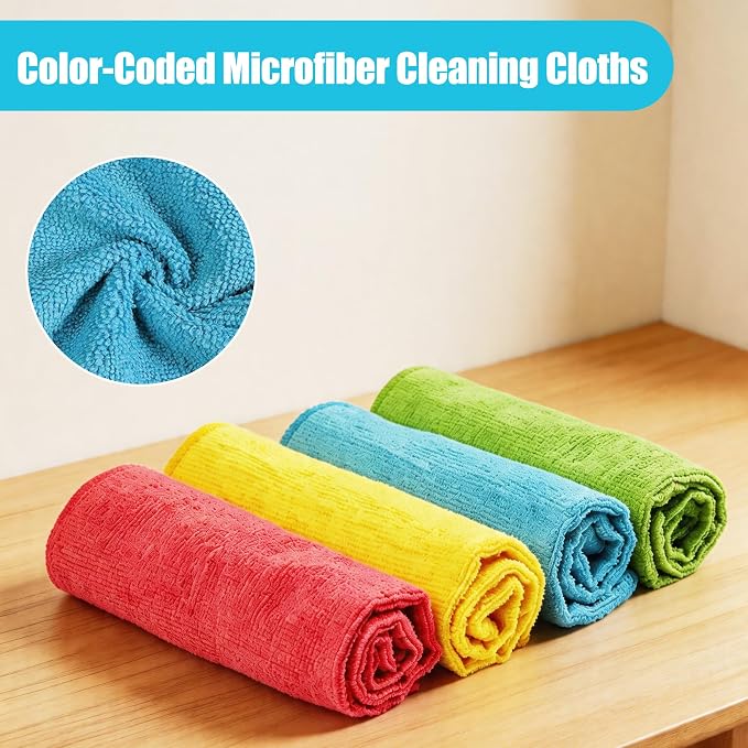 Puomue Microfiber Cleaning Cloth, 24 Pack Highly Absorbent Cleaning Rags - Image 2