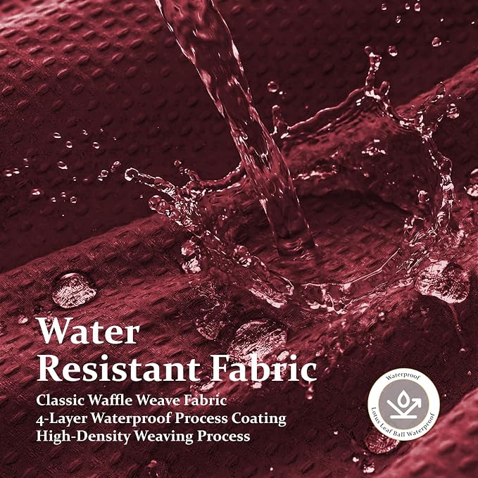 Dynamene Extra Long Waffle Shower Curtain 256 GSM Fabric 72x96 Burgundy - Image 8