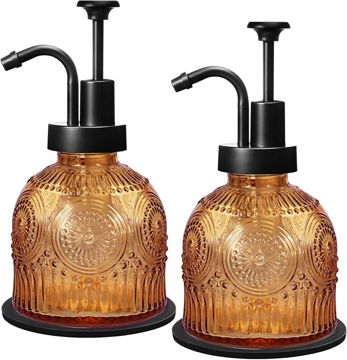 Amolliar 8 Oz Glass Vintage Soap Dispenser Plastic Black Pump, by Amolliar