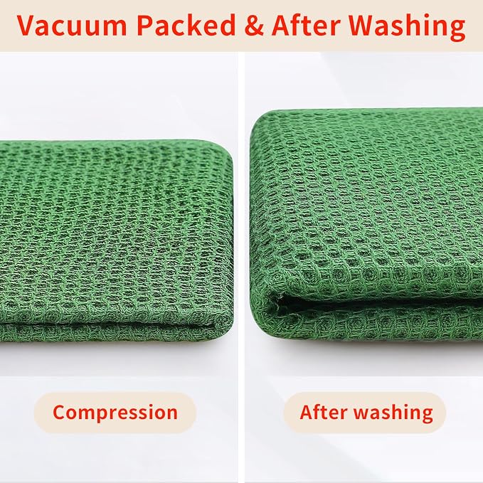 Homaxy 100% Cotton Oversized Waffle Weave Kitchen Towels 6-Pack | Grass Green - Image 8