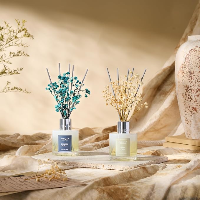 Reed Diffuser 3.38 oz 2pk, Clean Linen/Cashmere Vanilla Scented Reed Diffuser - Image 7