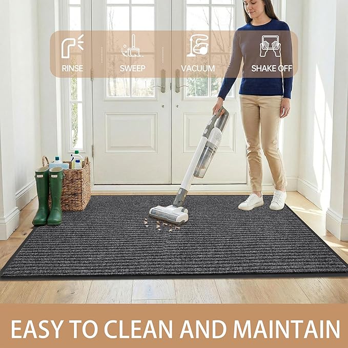 Durable Indoor Outdoor Door Mats for Entryway, Heavy Duty Front Door Mat, 48” x 24” Low Profile Welcome Mats for Entry, Stain and Fade Resistant Indoor Outdoor Entrance Mat