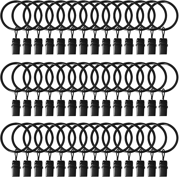 42 Pack Curtain Rings with Clips 1.26" Interior Diameter, Metal Drapery Ring by LULARINE