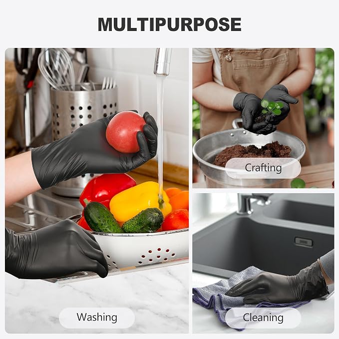 Black Vinyl Gloves, Food Grade Gloves Disposable Latex Free | Powder Free - Image 4