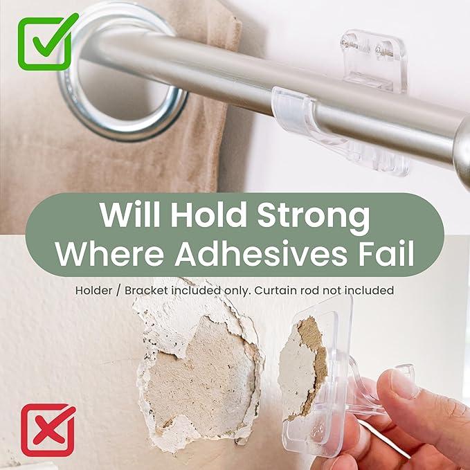 No Adhesive Heavy Duty Curtain Rod Holders - Image 3
