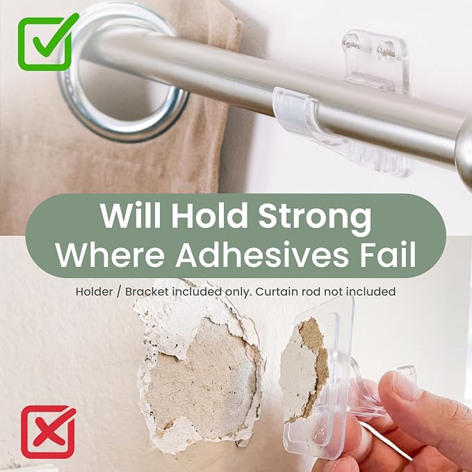 No Adhesive Heavy Duty Curtain Rod Holders - Image 3