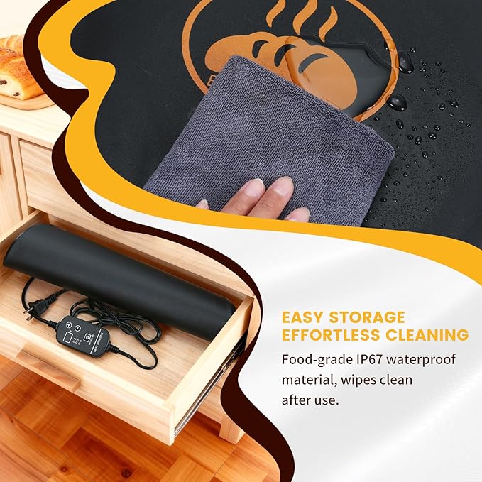 Sourdough Bread Heating Mad, 59°F - 140°F Adjustable Thermostat Bread Proofing Mat, Dough Riser Heating Mat Shortens Fermentation Time, for Bread making - 14" Round Sourdough Bread Warming Mad