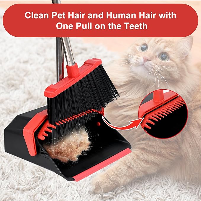 Broom and Dustpan Set for Home, ZeroGap Lip, Upright Storage Broom Combo for - Image 4