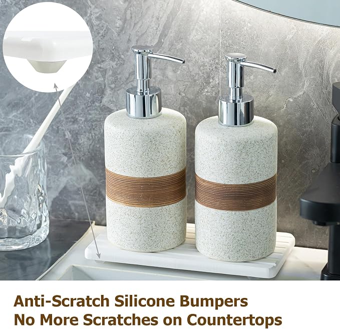 2 Pack Ceramic Soap Dispensers Set, Hand and Dish Soap Dispenser | Shampoo and - Image 7