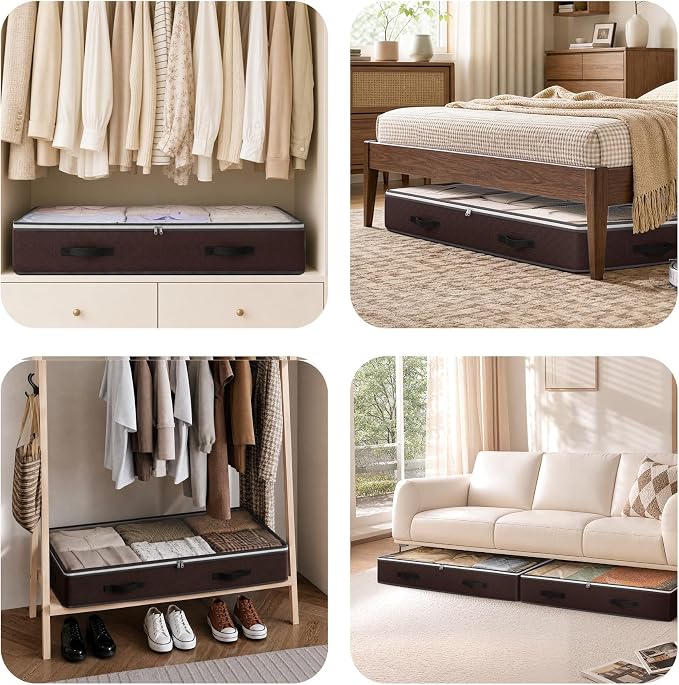 6 Pack 95L Under bed Storage Containers Brown | Underbed Storage Bags - Image 8