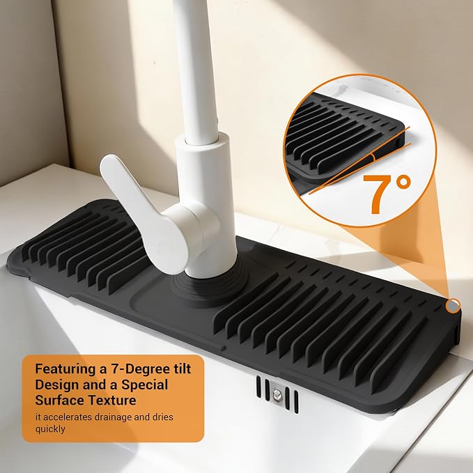 ZJWZLG Faucet Mat for Kitchen Sink, 17.7"X5.5" Silicone Sink Splash Guard - Image 4