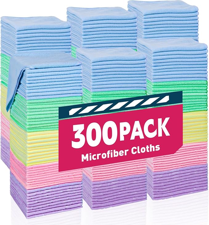 TEAWOO Microfiber Towels Bulk-300 Pack, Cleaning Cloths, Microfiber Towels by TEAWOO