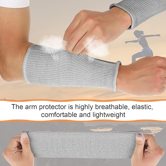 Neer 4 Pair Protective Arm Sleeves for Thin Skin Anti-Cut Burn Resistant Cover Forearm Sleeve for Cooking Construction (Gray,7.9 Inch)