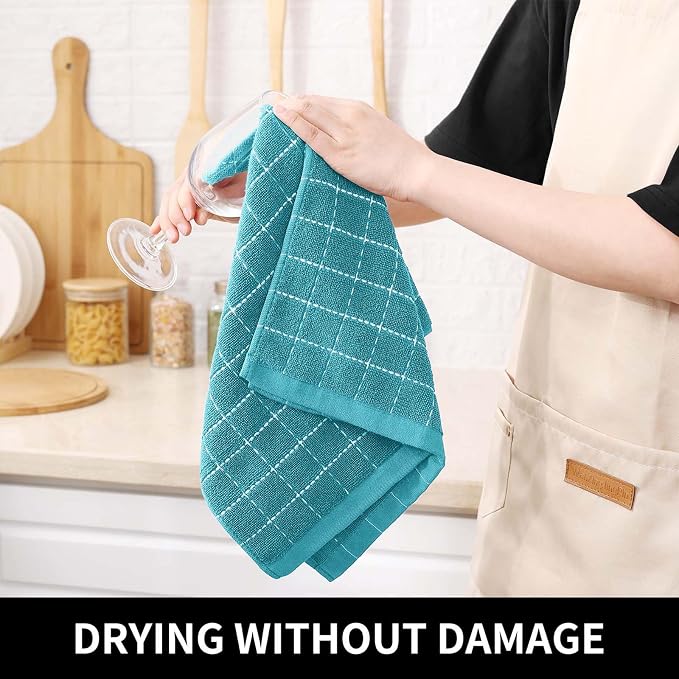Homaxy Kitchen Towels and Dishcloths Set, Lake Blue - Image 5