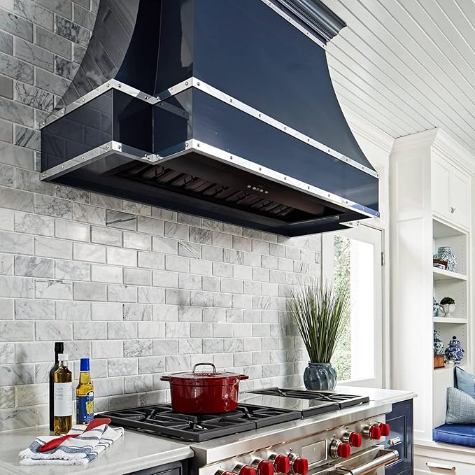 Akicon Range Hood Insert 36 Inch, Ultra Quiet, Powerful Suction Built-in Kitchen Vent Hood, Matte Black Stainless Steel Ducted Stove Hood with Dimmable LED Lights Warm White, 3-Speeds 600CFM