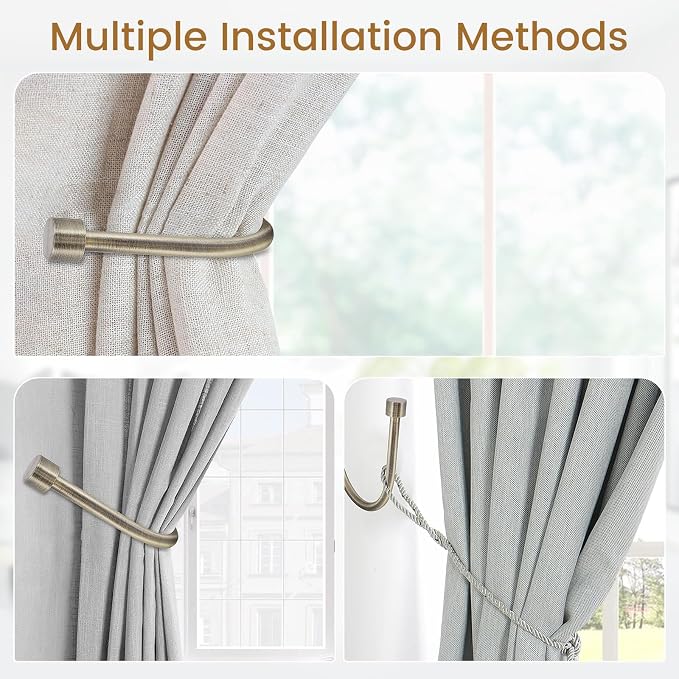 HIKMLK Curtain Holdbacks 2pcs, 100% Cast Iron Solid Heavy Duty Metal Curtain - Image 5