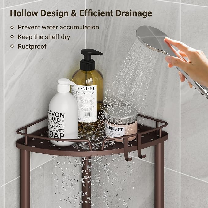 ELYKEN Corner Shower Caddy Standing, 3 Tier Metal Shower Organizer - Image 5