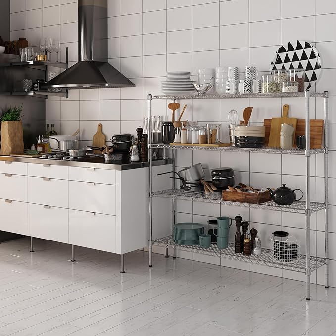 14" Deep x 54" Wide x 54" Height Wire Shelving Kit | 4-Tier | NSF Commercial Storage Rack Unit